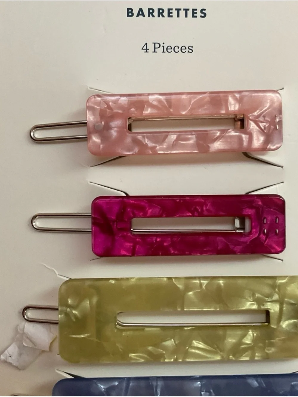 Cat & Jack Marble Rectangle Barrettes - Pink, Magenta, Yellow, Blue (4pc)